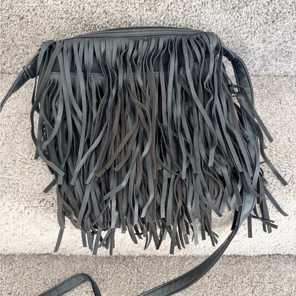 Fringe Black Shoulder Bag